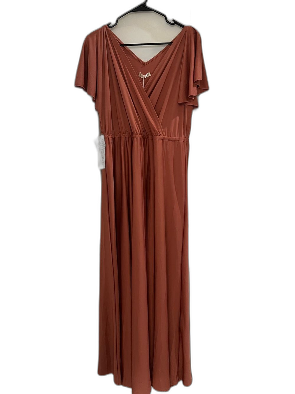 KOH KOH 2X Cinnamon Rose Pink Flutter Sleeve Maxi Dress NWT